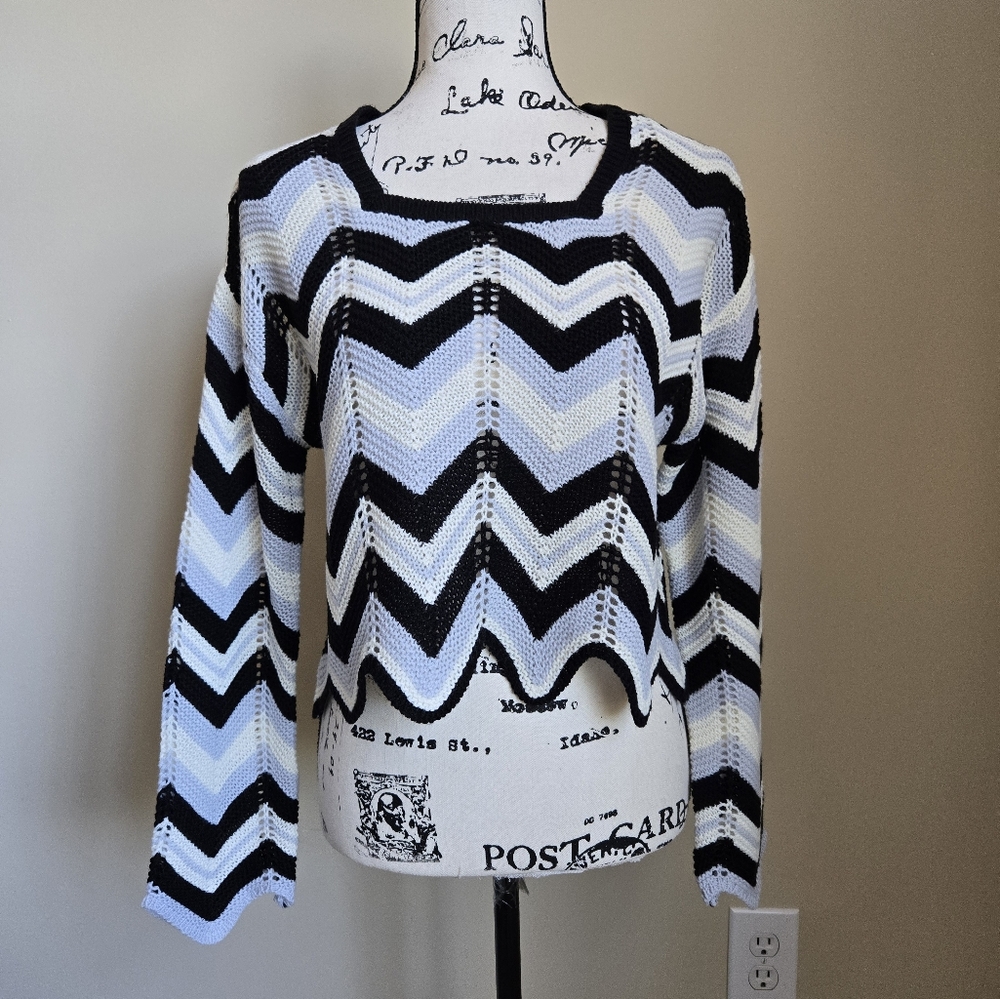 FCT With Love crop sweater y2k zig zag pullover womens M